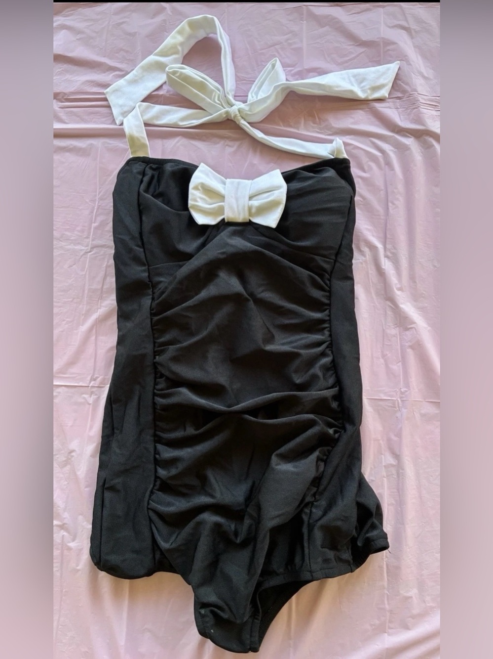 Rock Steady Bathing Suit Bikini Black White Retro Rockabilly Bow Pinup NWT Sz S